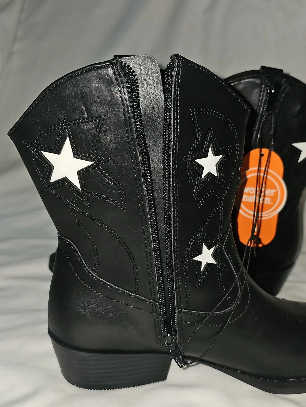 Wonder Nation Big Girls Size 6 Star Western Cowgirl Boots Black New